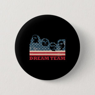 Mount Rushmore Dream Team Patriotic Usa Flag Ameri 6 Cm Round Badge