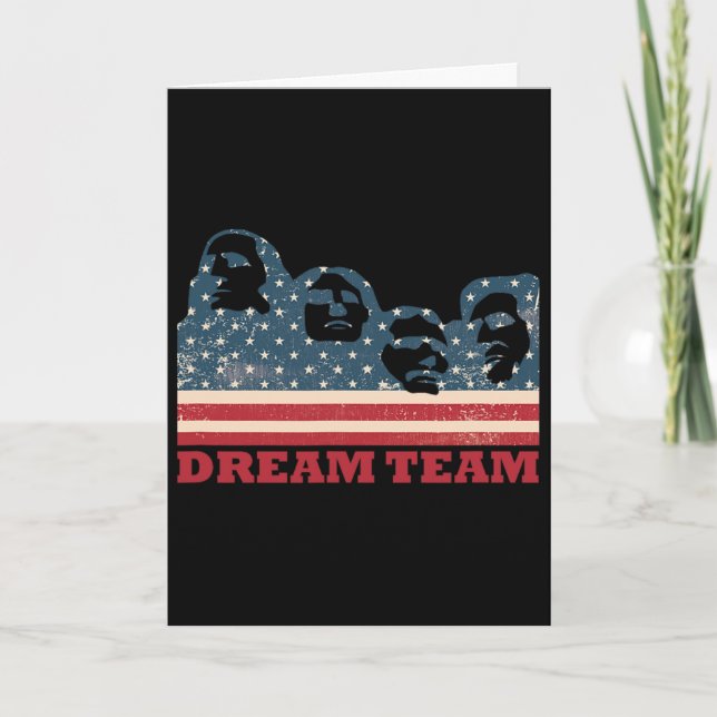 Mount Rushmore Dream Team Patriotic Usa Flag Ameri Card (Front)