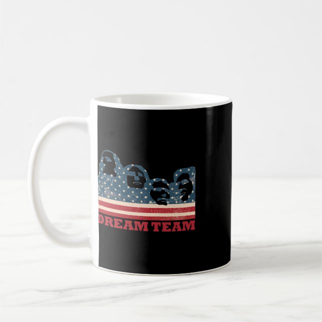 Mount Rushmore Dream Team Patriotic Usa Flag Ameri Coffee Mug (Left)