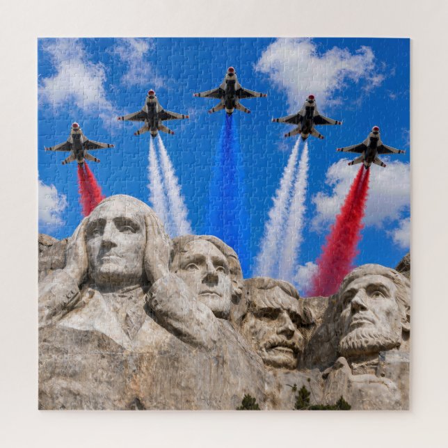 Mount Rushmore Fighter Jet Flyover Jigsaw Puzzle (Vertical)