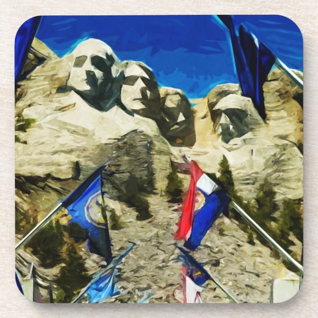 Mount Rushmore From The Hall of States Abstract Coaster (Front)