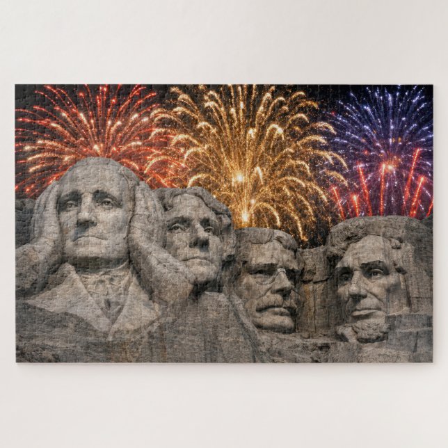 Mount Rushmore Humor with Fireworks Jigsaw Puzzle (Horizontal)