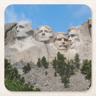 Mount Rushmore in Spring Square Paper Coaster
