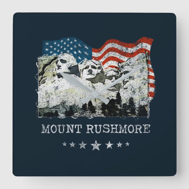Mount Rushmore Monument Souvenir Gifts USA Square Wall Clock (Front)