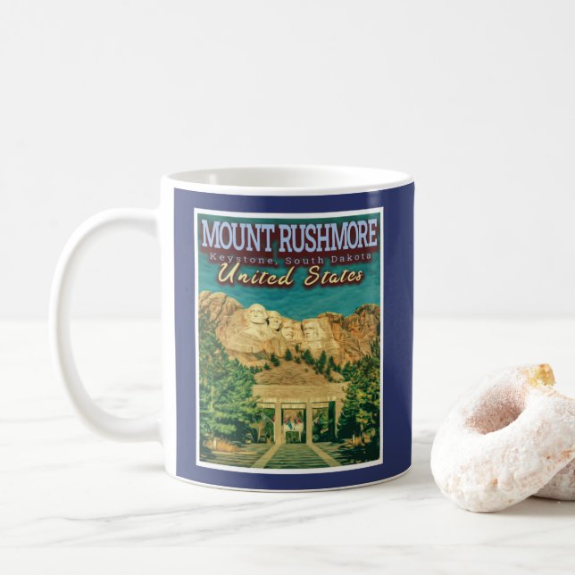 MOUNT RUSHMORE NATIONAL MEMORIAL - SOUTH DAKOTA COFFEE MUG (With Donut)
