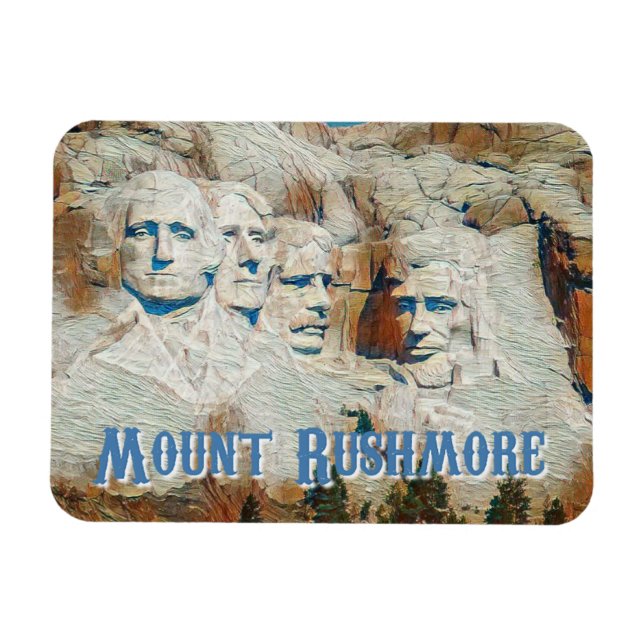 Mount Rushmore National Memorial stylised Magnet (Horizontal)