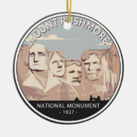 Mount Rushmore National Monument Retro Circle