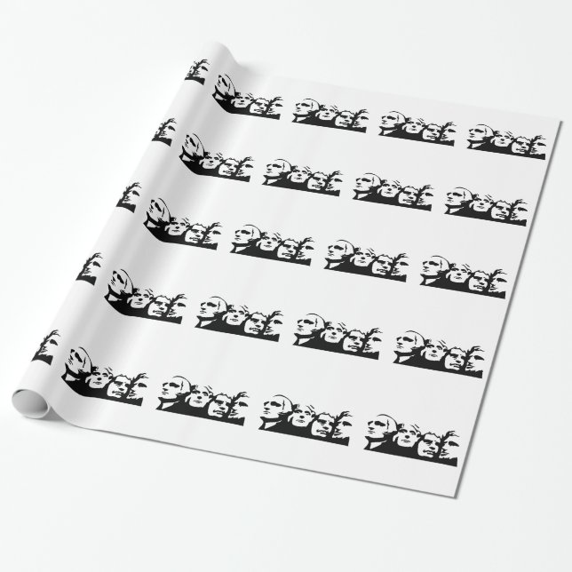 Mount Rushmore Outline Wrapping Paper (Unrolled)