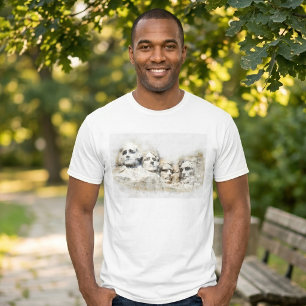 Mount Rushmore Presidential Watercolor Art T-Shirt