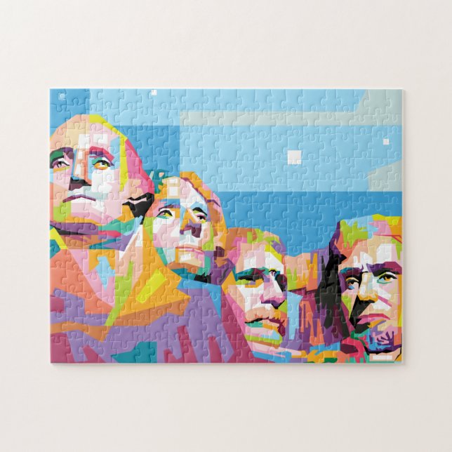 Mount Rushmore South Dakota Colourful Pop Art Jigsaw Puzzle (Horizontal)