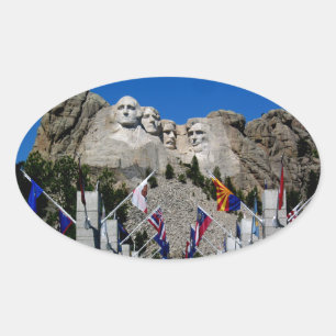 Mount Rushmore South Dakota Flag Souvenir Oval Sticker