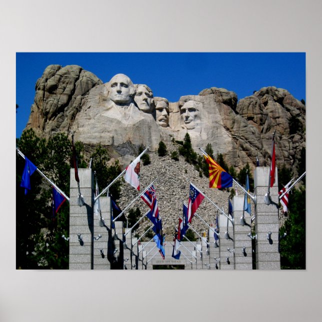 Mount Rushmore South Dakota Flag Souvenir Poster (Front)