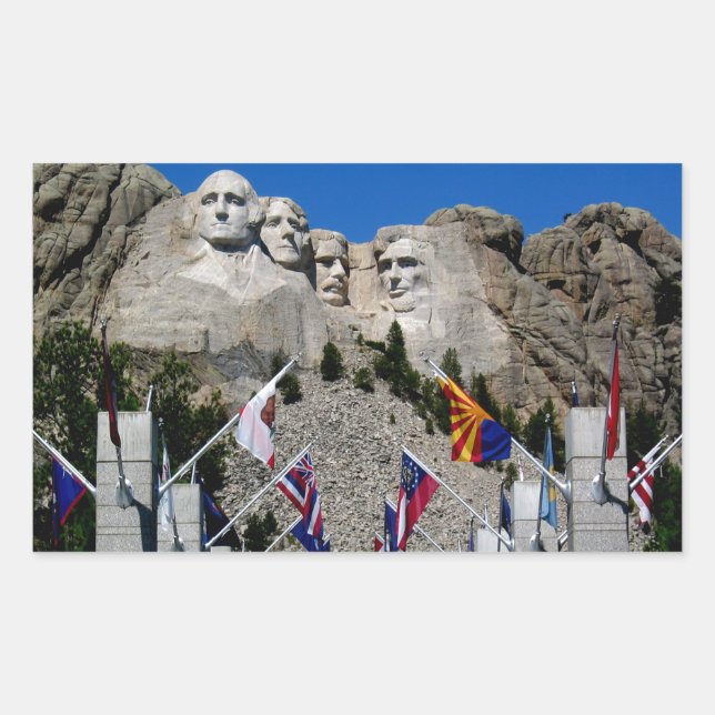 Mount Rushmore South Dakota Flag Souvenir Rectangular Sticker (Front)