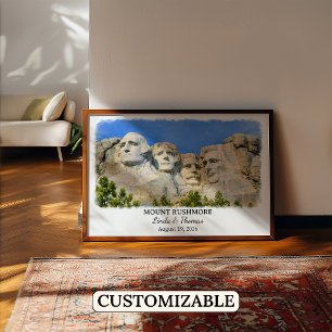 Mount Rushmore South Dakota Poster, Watercolor Poster