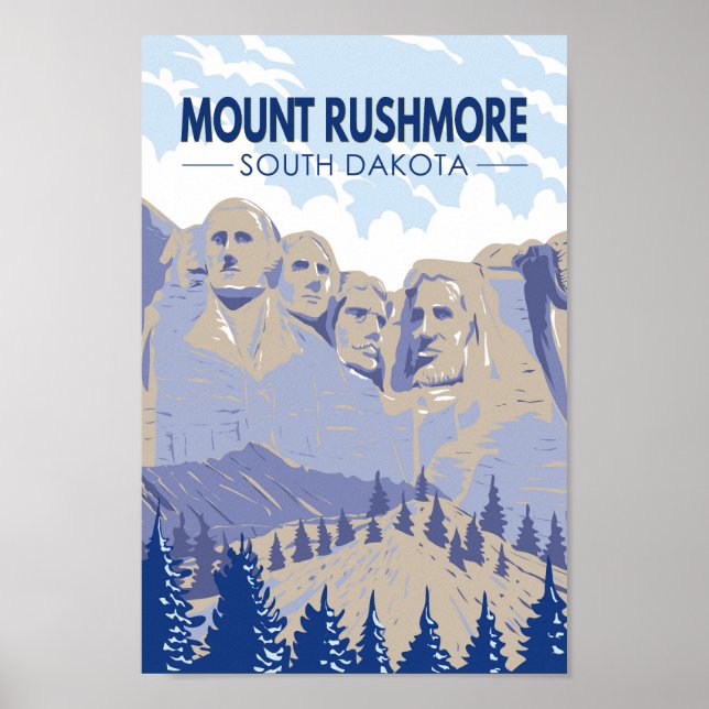 Mount Rushmore South Dakota Travel Art Vintage Poster (Front)