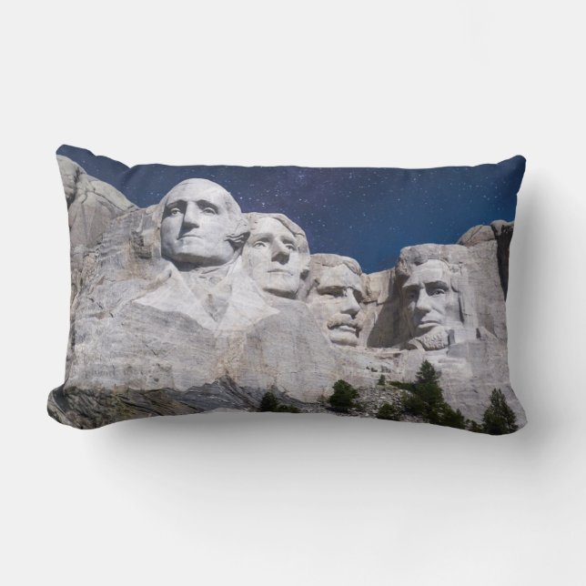 Mount Rushmore Timelapse Sky Lumbar Cushion (Front)