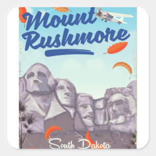 Mount Rushmore Vintage Style travel poster. Square Sticker