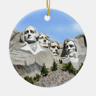 Mount Rushmore Watercolor Ceramic Ornament