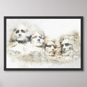 Mount Rushmore watercolor Photo Print