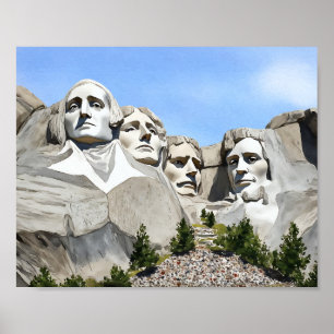 Mount Rushmore Watercolor Poster