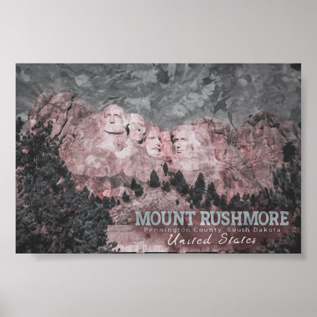 MOUNT RUSHMORE WATERCOLOR - SOUTH DAKOTA US POSTER (Front)