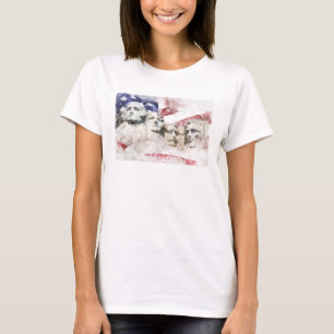 Mount Rushmore with American flag waving T-Shirt