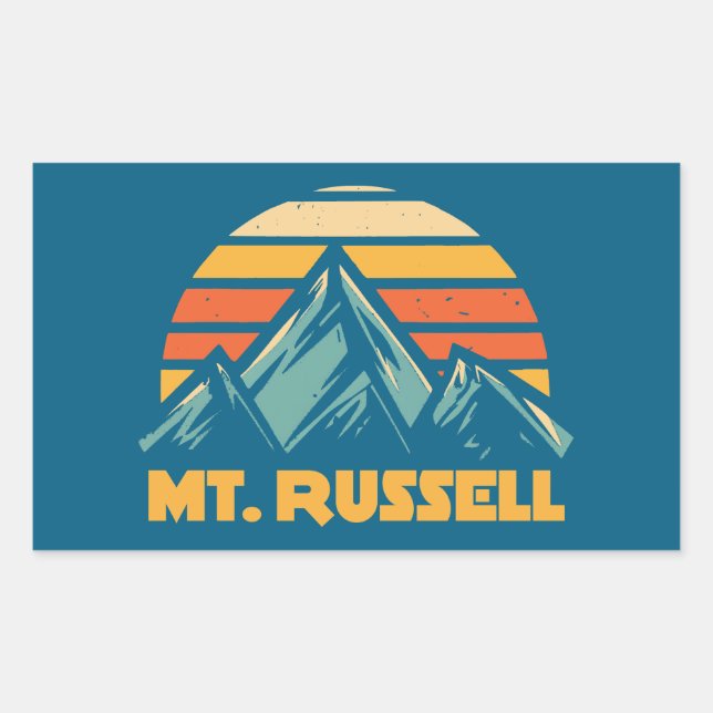 Mount Russell California Retro Turquoise Rectangular Sticker (Front)