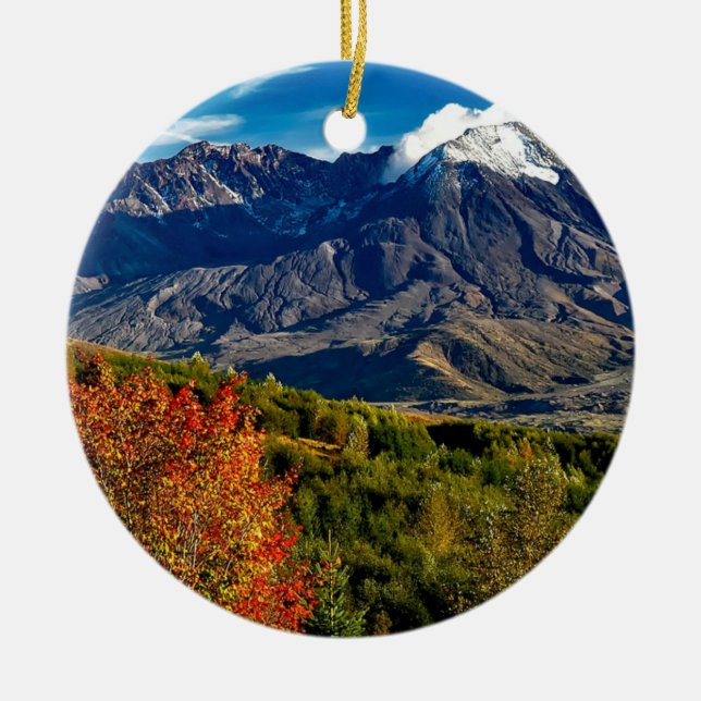 Mount Saint Helens, Washington Ceramic Tree Decoration (Front)
