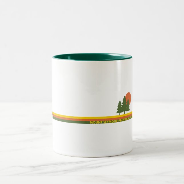 Mount Seymour Provincial Park Pine Trees Sun Two-Tone Coffee Mug (Center)