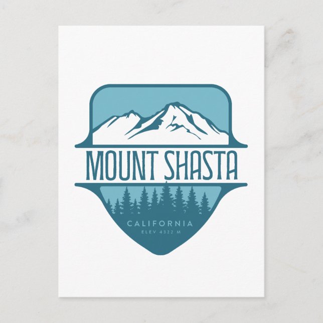 Mount Shasta California Mountain crest design Postcard (Front)