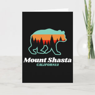 Mount Shasta California Skiing Snowboarding Bear Card