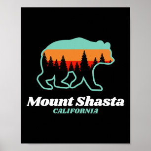 Mount Shasta California Skiing Snowboarding Bear  Poster