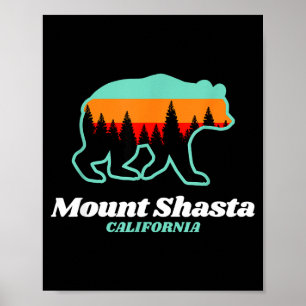 Mount shasta california skiing snowboarding bear poster