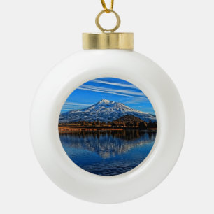 MOUNT SHASTA CERAMIC BALL CHRISTMAS ORNAMENT