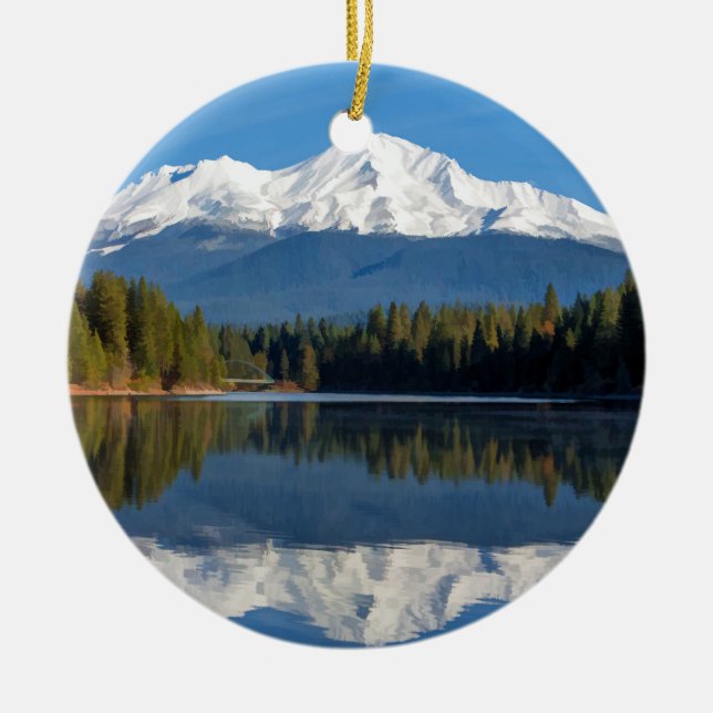 MOUNT SHASTA REFLECTED CERAMIC ORNAMENT (Front)