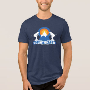 Mount Shasta Ski Sunset Retro T-Shirt Tri-Blend Shirt
