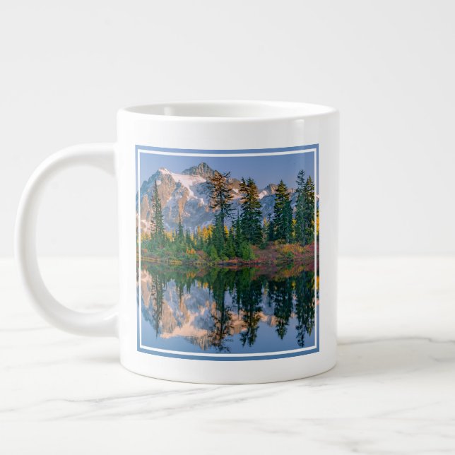 Mount Shuksan mirrored in Reflection Lake Large Coffee Mug (Left)