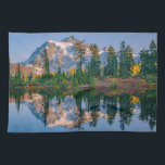 Mount Shuksan mirrored in Reflection Lake Tea Towel<br><div class="desc">Mount Shuksan is mirrored in Reflection Lake at Mount Baker NRA on an autumn afternoon in the North Cascades of Washington,  Whatcom County,  Washington,  USA</div>