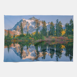 Mount Shuksan mirrored in Reflection Lake Tea Towel