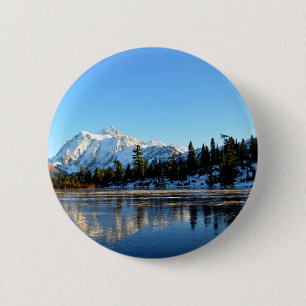 Mount Shuksan with Picture Lake 6 Cm Round Badge