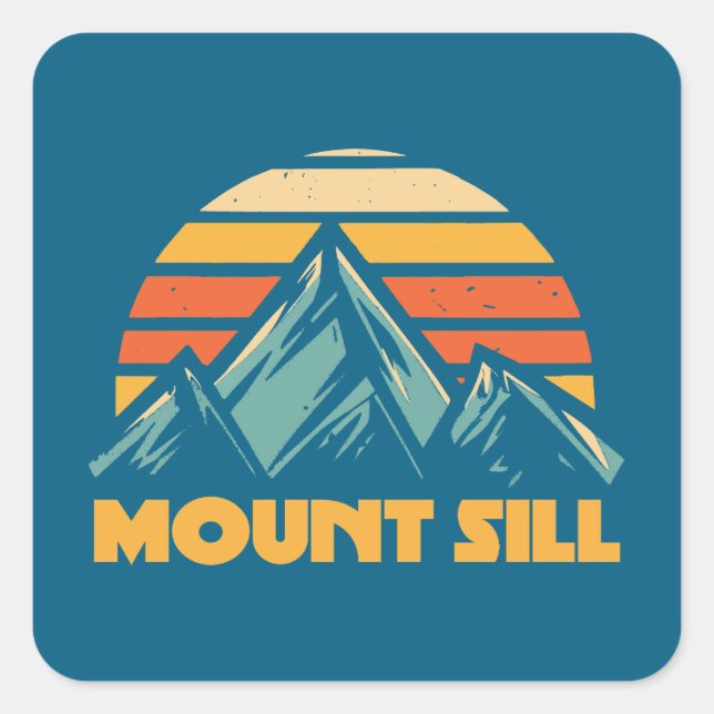 Mount Sill California Retro Turquoise Square Sticker (Front)