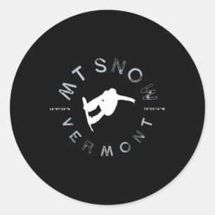 Mount Snow Vermont Graphic Vintage Snowboard T Shi Classic Round Sticker