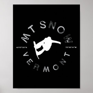 Mount Snow Vermont Graphic Vintage Snowboard T Shi Poster