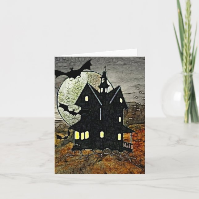 Mount Spooky Haunted Horror Art BLANK Stationary Holiday Card (Front)