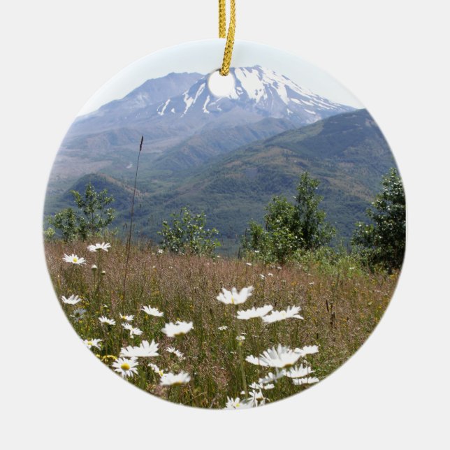 Mount St. Helens Ceramic Ornament (Front)