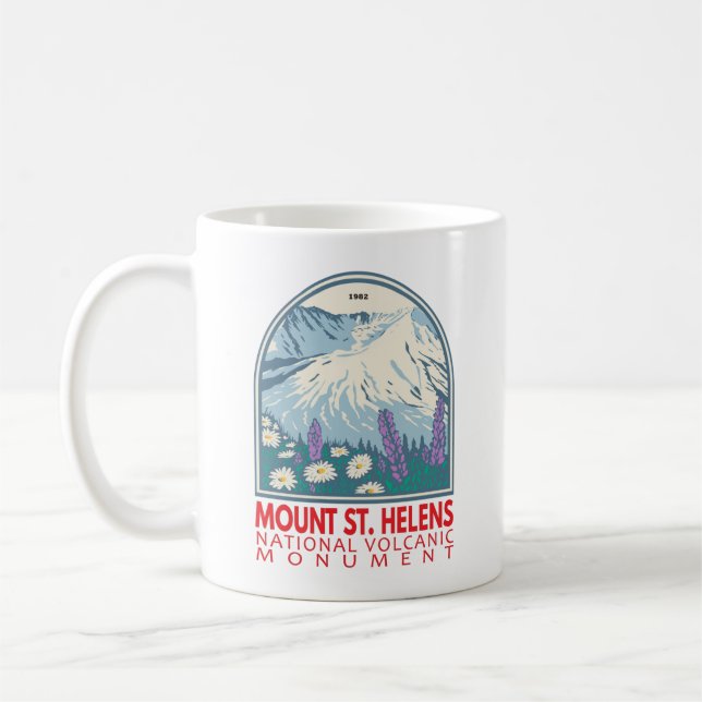 Mount St Helens National Volcanic Monument Retro Coffee Mug (Left)