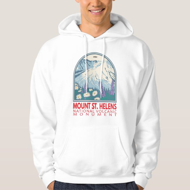 Mount St Helens National Volcanic Monument Retro Hoodie (Front)