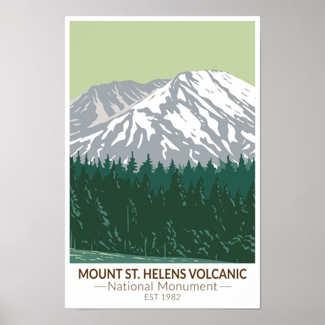 Mount St Helens National Volcanic Monument Vintage Poster (Front)
