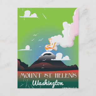 Mount St. Helens vintage travel poster. Postcard