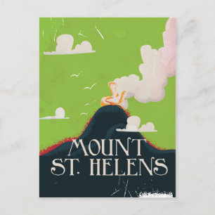 Mount St. Helen's Volcano Travel Poster Postcard